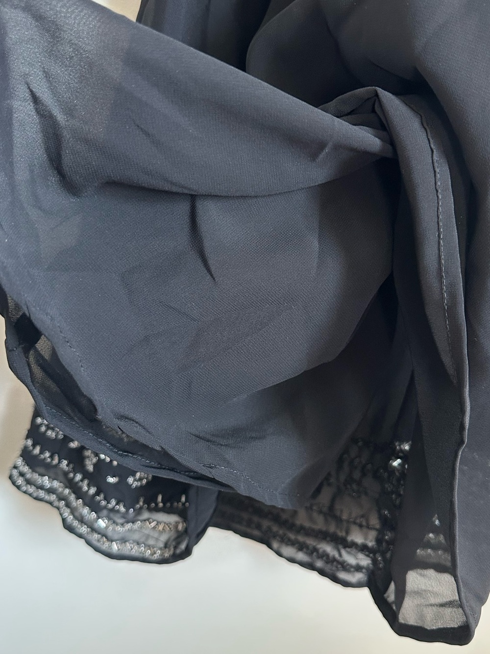 Angie Black Spaghetti Strap BeadedTank Double Lined Sheer Lightweight Festival - Picture 6 of 8